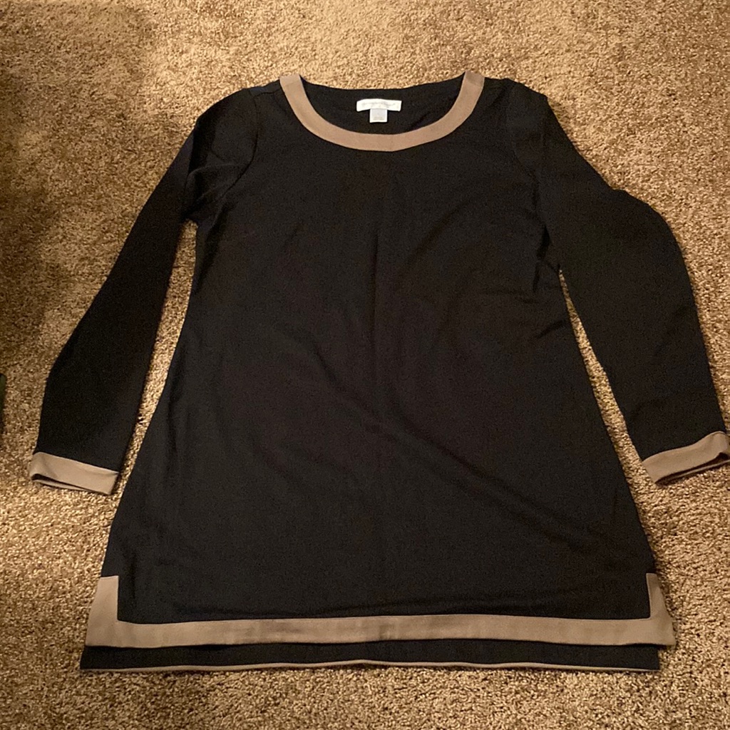 Christopher And Banks Black With Taupe Trim Tunic. Size S. Sharp Looking!